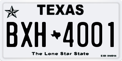 TX license plate BXH4001