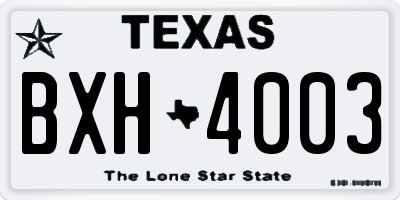 TX license plate BXH4003