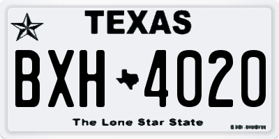 TX license plate BXH4020