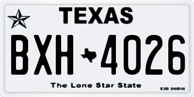 TX license plate BXH4026