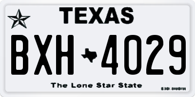 TX license plate BXH4029