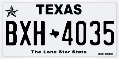 TX license plate BXH4035