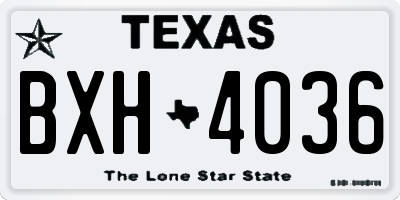 TX license plate BXH4036
