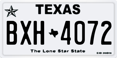 TX license plate BXH4072
