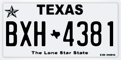 TX license plate BXH4381
