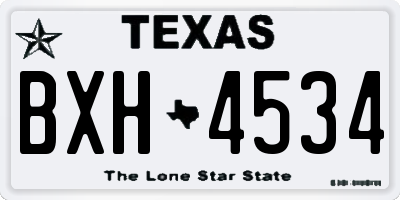 TX license plate BXH4534