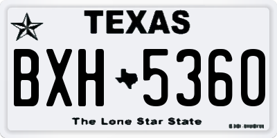 TX license plate BXH5360