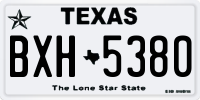 TX license plate BXH5380