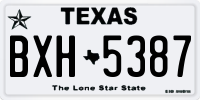 TX license plate BXH5387