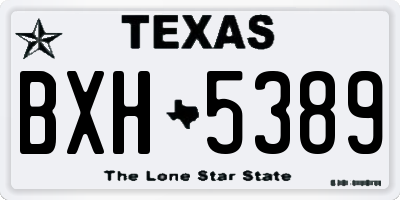 TX license plate BXH5389