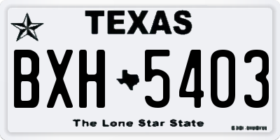 TX license plate BXH5403