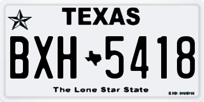 TX license plate BXH5418