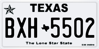 TX license plate BXH5502