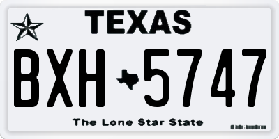 TX license plate BXH5747