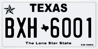 TX license plate BXH6001