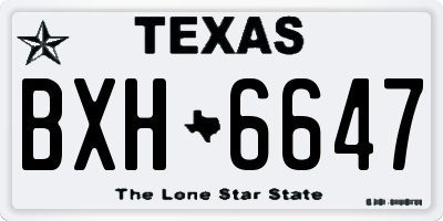 TX license plate BXH6647
