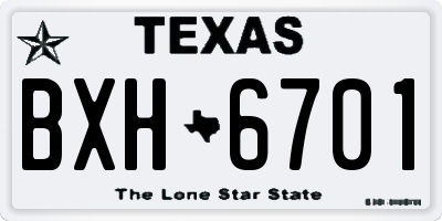 TX license plate BXH6701