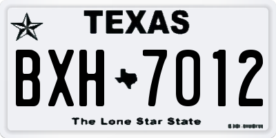 TX license plate BXH7012