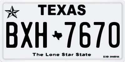 TX license plate BXH7670