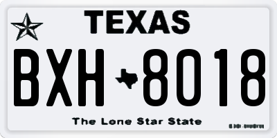 TX license plate BXH8018