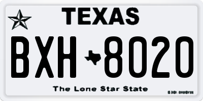 TX license plate BXH8020
