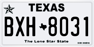TX license plate BXH8031