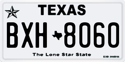 TX license plate BXH8060
