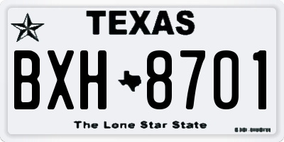 TX license plate BXH8701