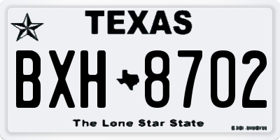 TX license plate BXH8702