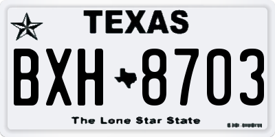 TX license plate BXH8703
