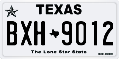 TX license plate BXH9012