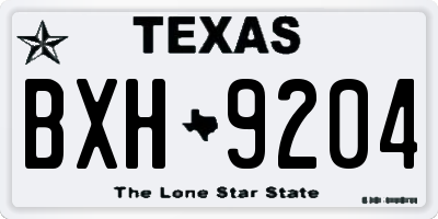 TX license plate BXH9204