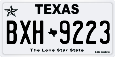 TX license plate BXH9223