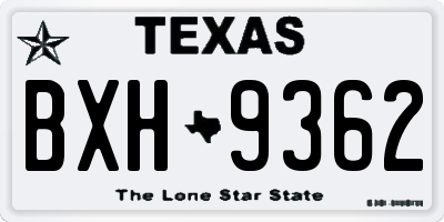 TX license plate BXH9362