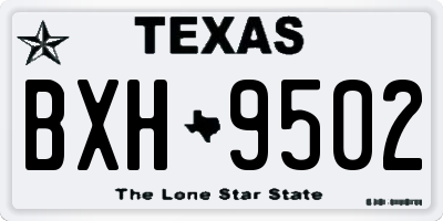 TX license plate BXH9502