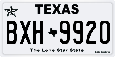 TX license plate BXH9920