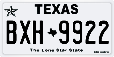 TX license plate BXH9922