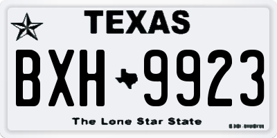 TX license plate BXH9923