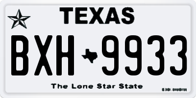 TX license plate BXH9933