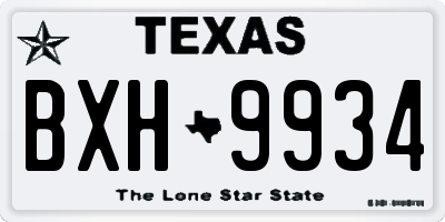 TX license plate BXH9934