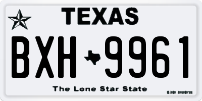 TX license plate BXH9961