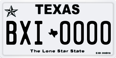 TX license plate BXI0000