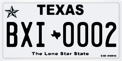 TX license plate BXI0002