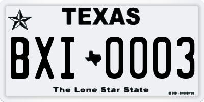 TX license plate BXI0003