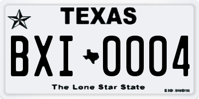 TX license plate BXI0004