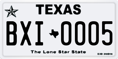 TX license plate BXI0005