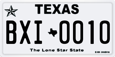 TX license plate BXI0010