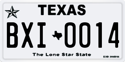 TX license plate BXI0014