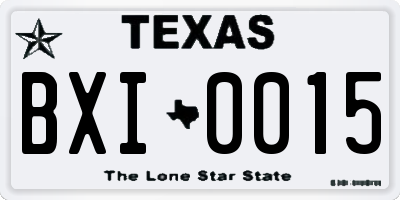 TX license plate BXI0015