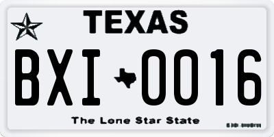 TX license plate BXI0016